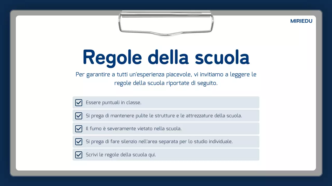 Annuncio scolastico semplice blu navy