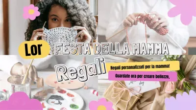 Pubblicità in grassetto rosa e giallo per la Festa della Mamma