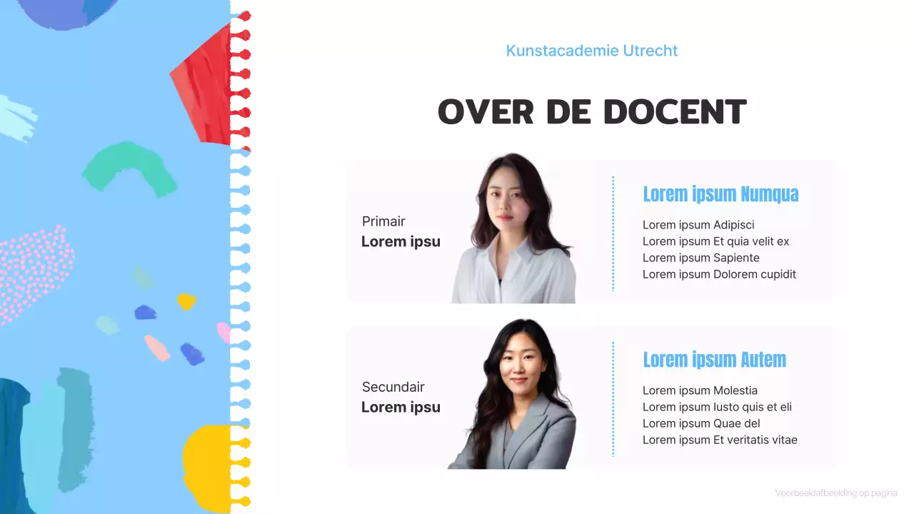 Een lichtblauwe en roze introductie tot een mooie kunstschool