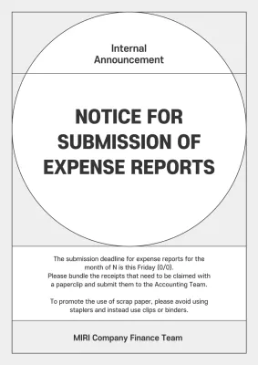 Grey Minimal Expense Notice Poster