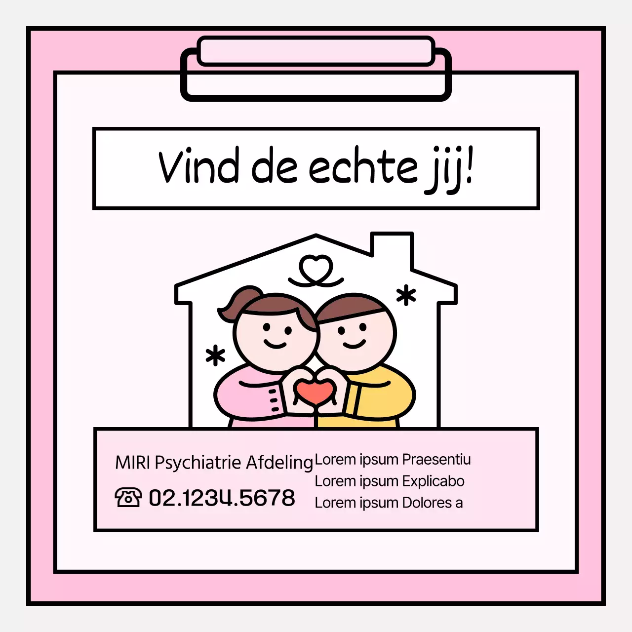 Eenvoudige psychologische adviesinformatie in roze