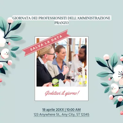 Invito a pranzo per la Giornata dei professionisti dell'amministrazione, verde e bianco, d'epoca
