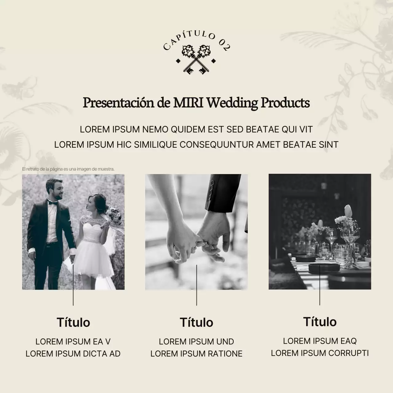 Promover una boda en un hotel de lujo en marfil y negro