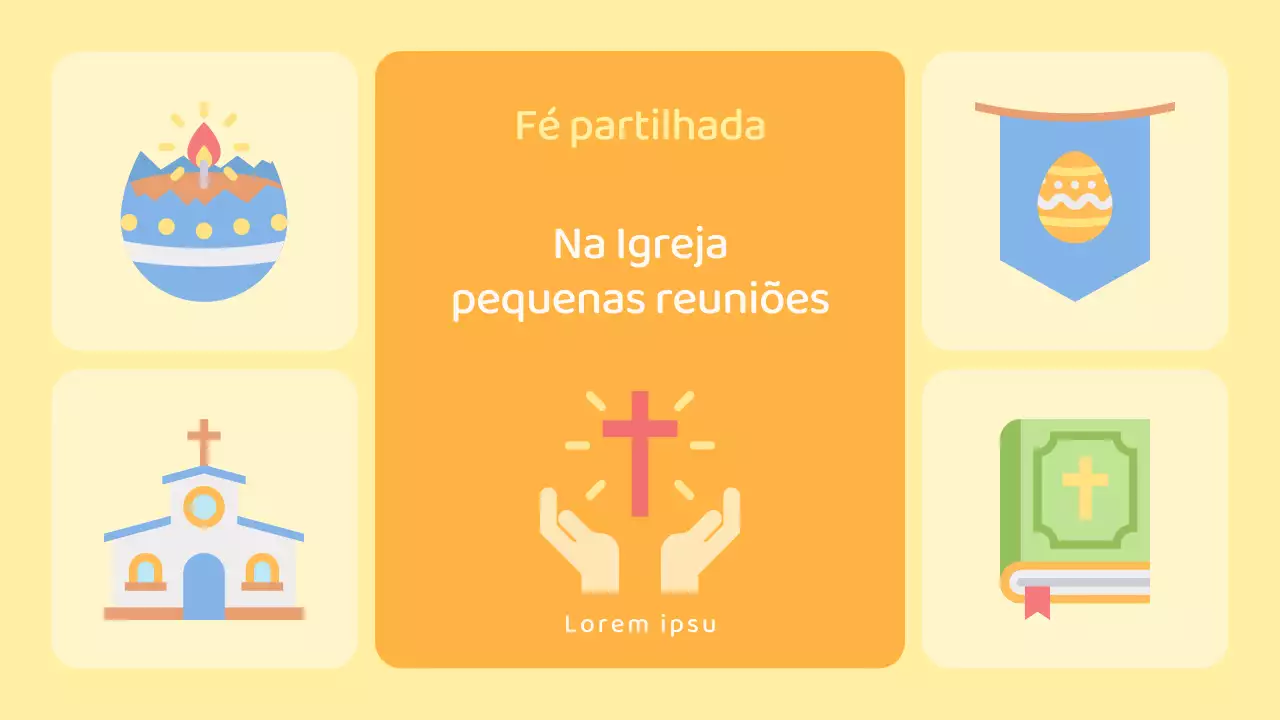 Recursos de adoração da área de pequenos grupos da igreja amarela e laranja