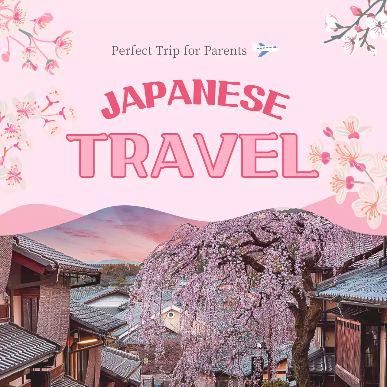 Pink Traditional Travel Guide Social Media Post