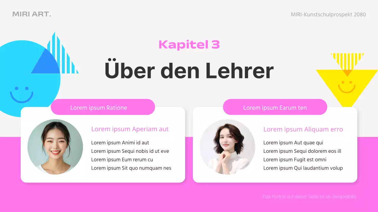 Einführung in die rosa und hellblaue Kunstschule