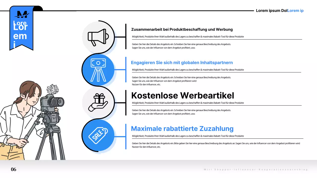 Pop-Art-Kooperationsvorschlag in Blau und Schwarz