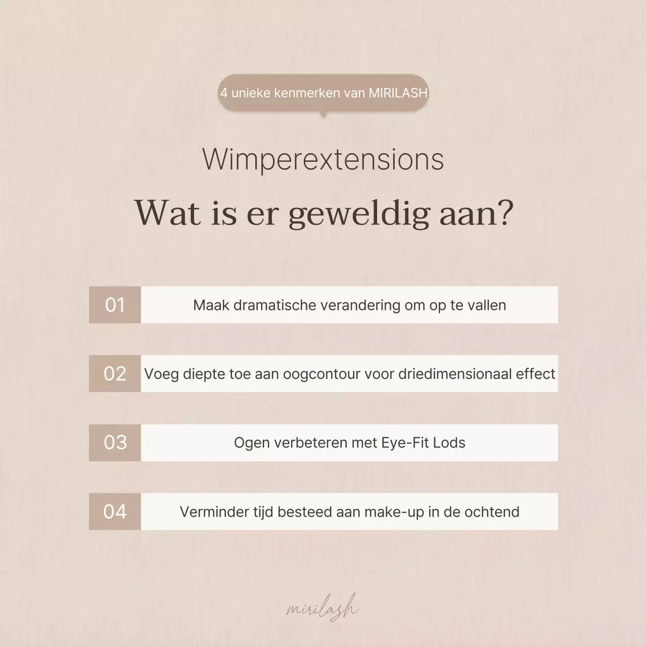 Eenvoudige wimperprocedure in bruin en beige schoonheidspromotie