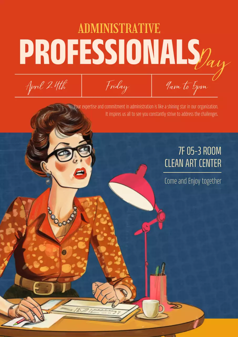 Orange Retro Professionals Event Poster