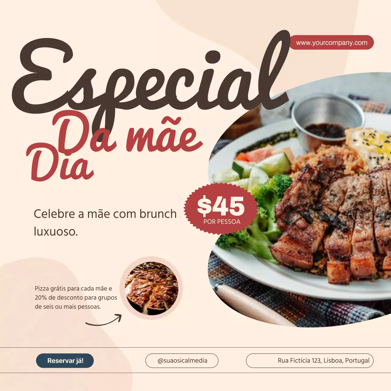 Bege Clássico Simples Brunch Especial Dia da Mãe Anúncio
