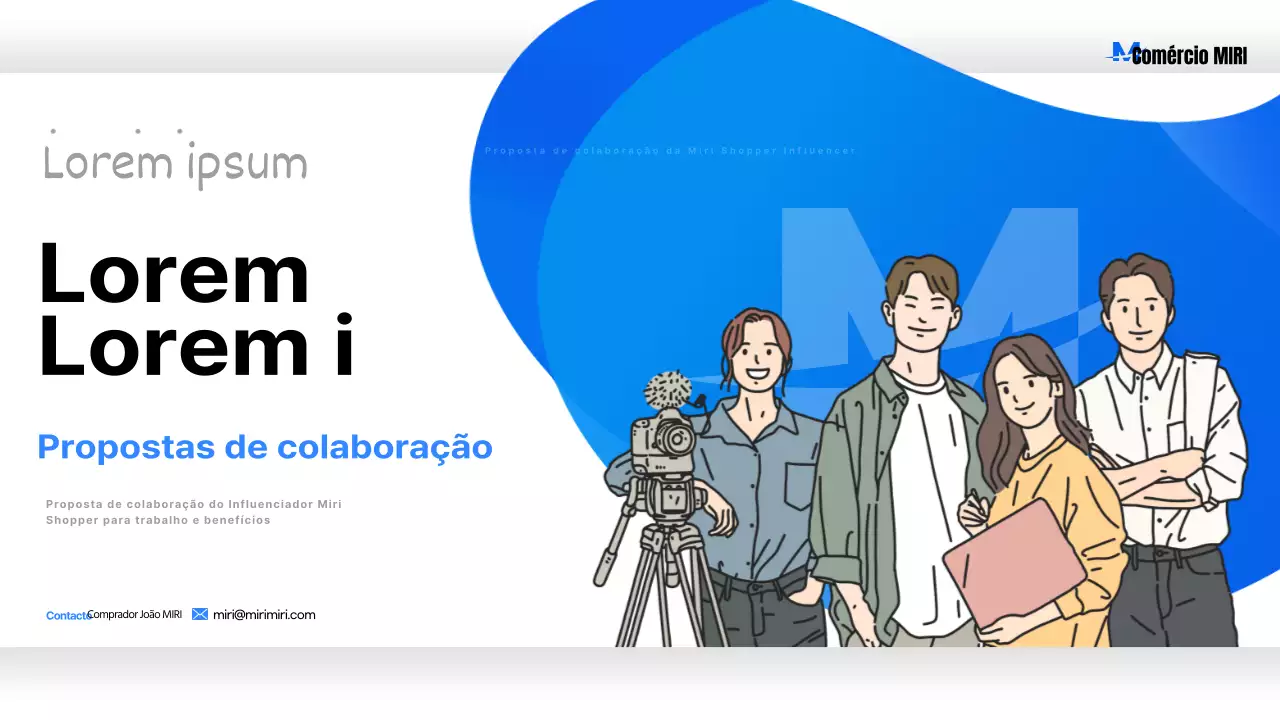 Proposta de colaboração pop-art em azul e preto