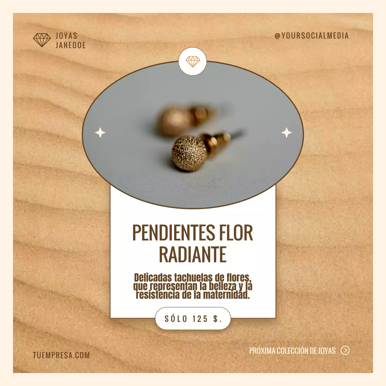 Colección exclusiva de joyas modernas en beige y oro Anuncio especial Día de la Madre