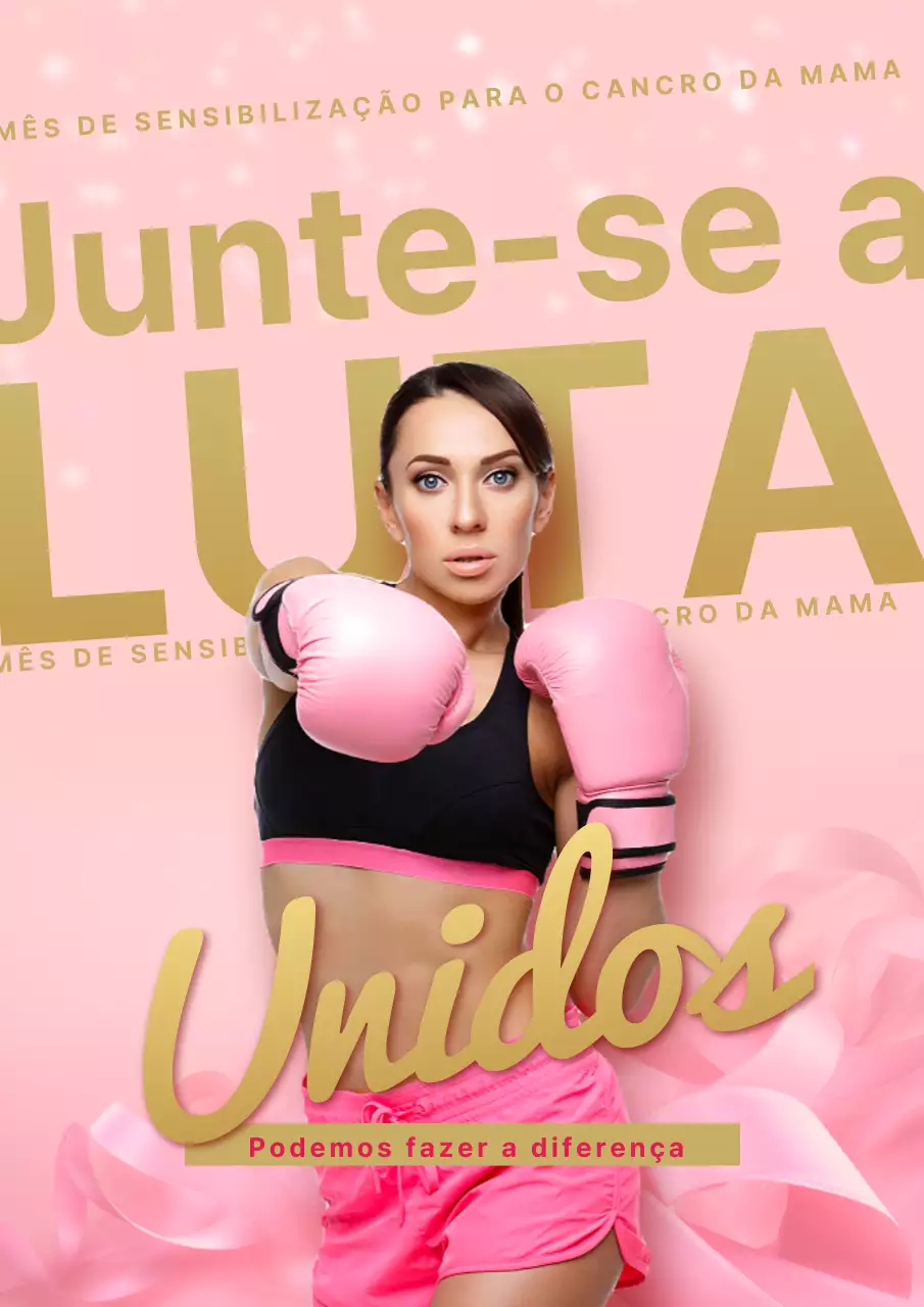 Cartaz publicitário de uma escola de boxe em cor-de-rosa