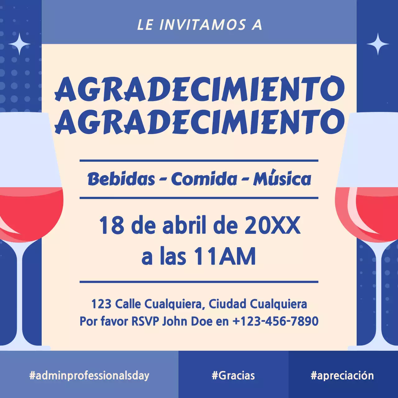 Invitación moderna azul marino y beige para el almuerzo del Día de los Profesionales de la Administración