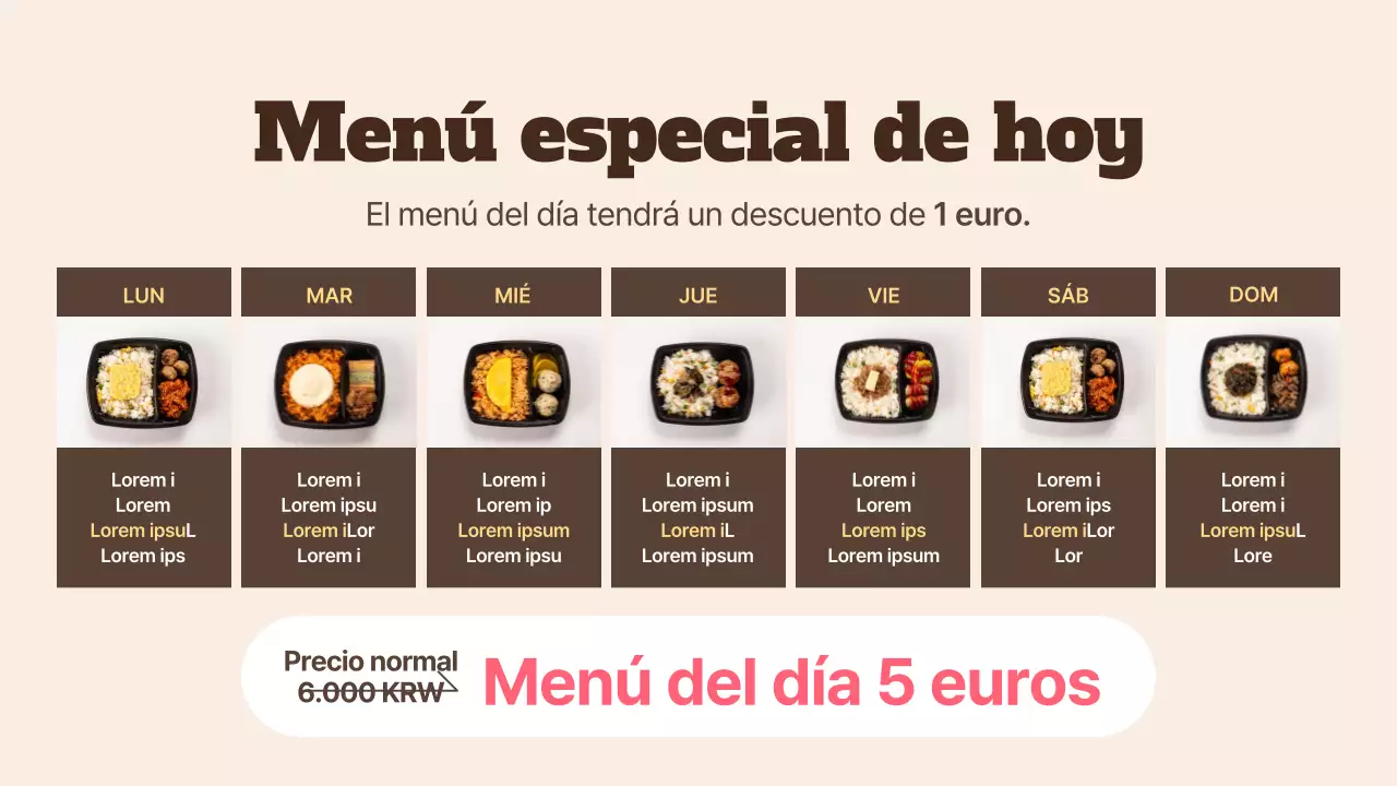 Folleto impreso promocional sencillo para tiendas en rosa y beige