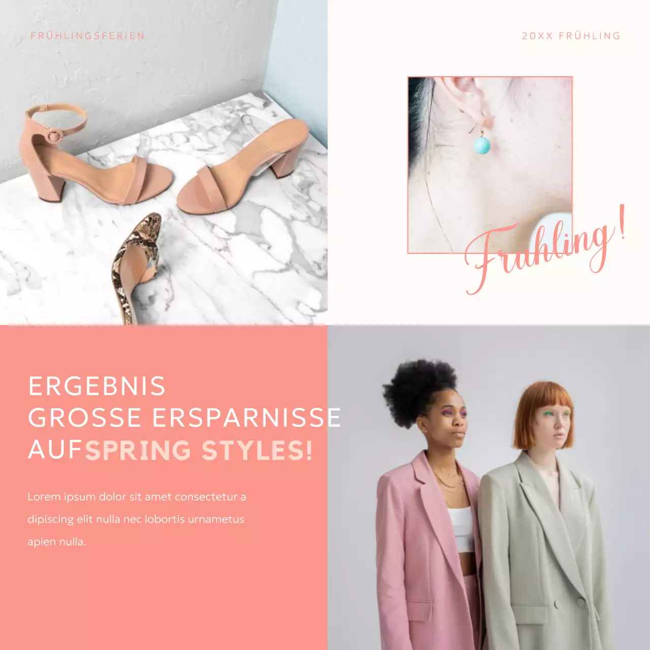 Grün und Rosa Elegant Spring Break Sale Aktion