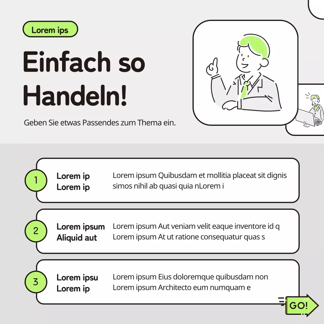 Über den einfachen Vorstellungsgesprächs-Pass in Chartreuse und Grau