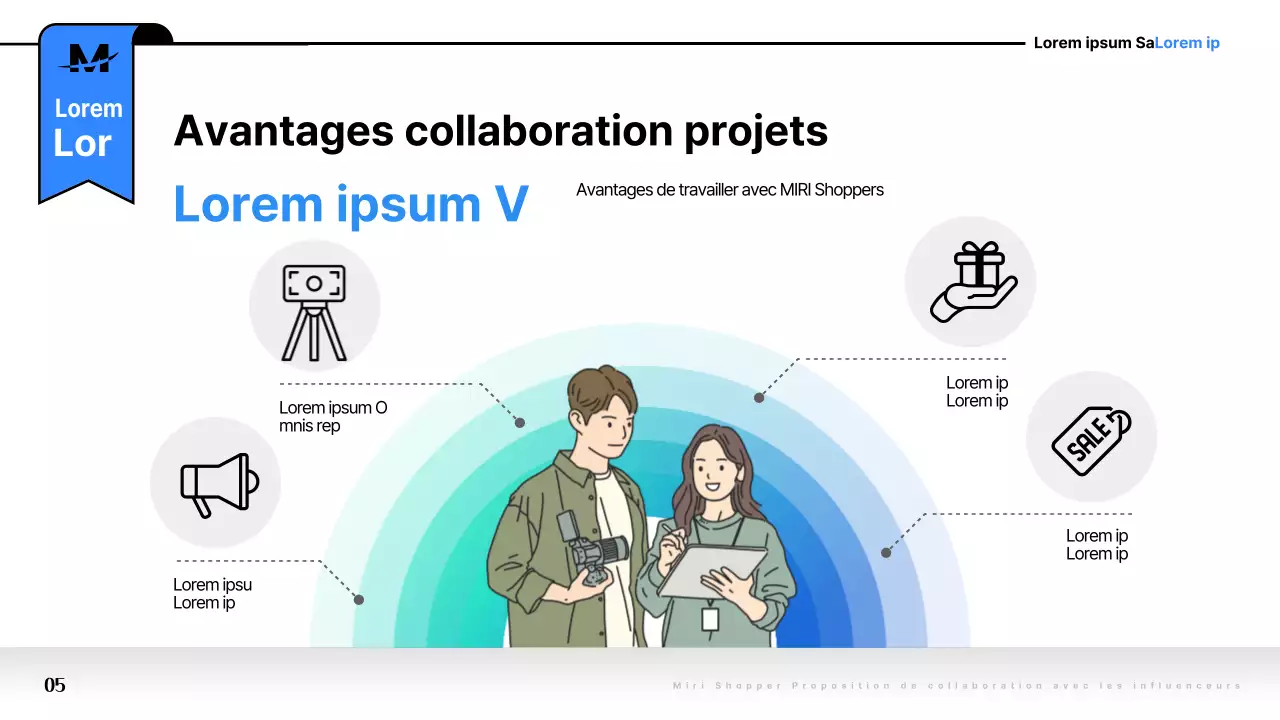 Proposition de collaboration pop-art en bleu et noir