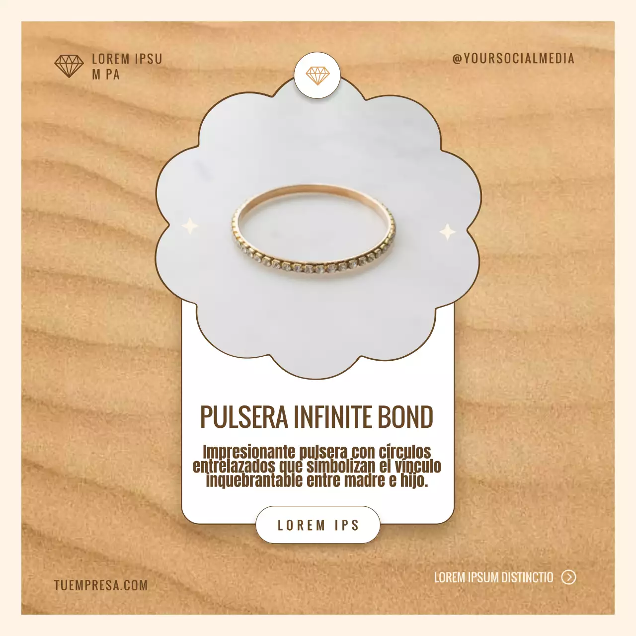 Colección exclusiva de joyas modernas en beige y oro Anuncio especial Día de la Madre