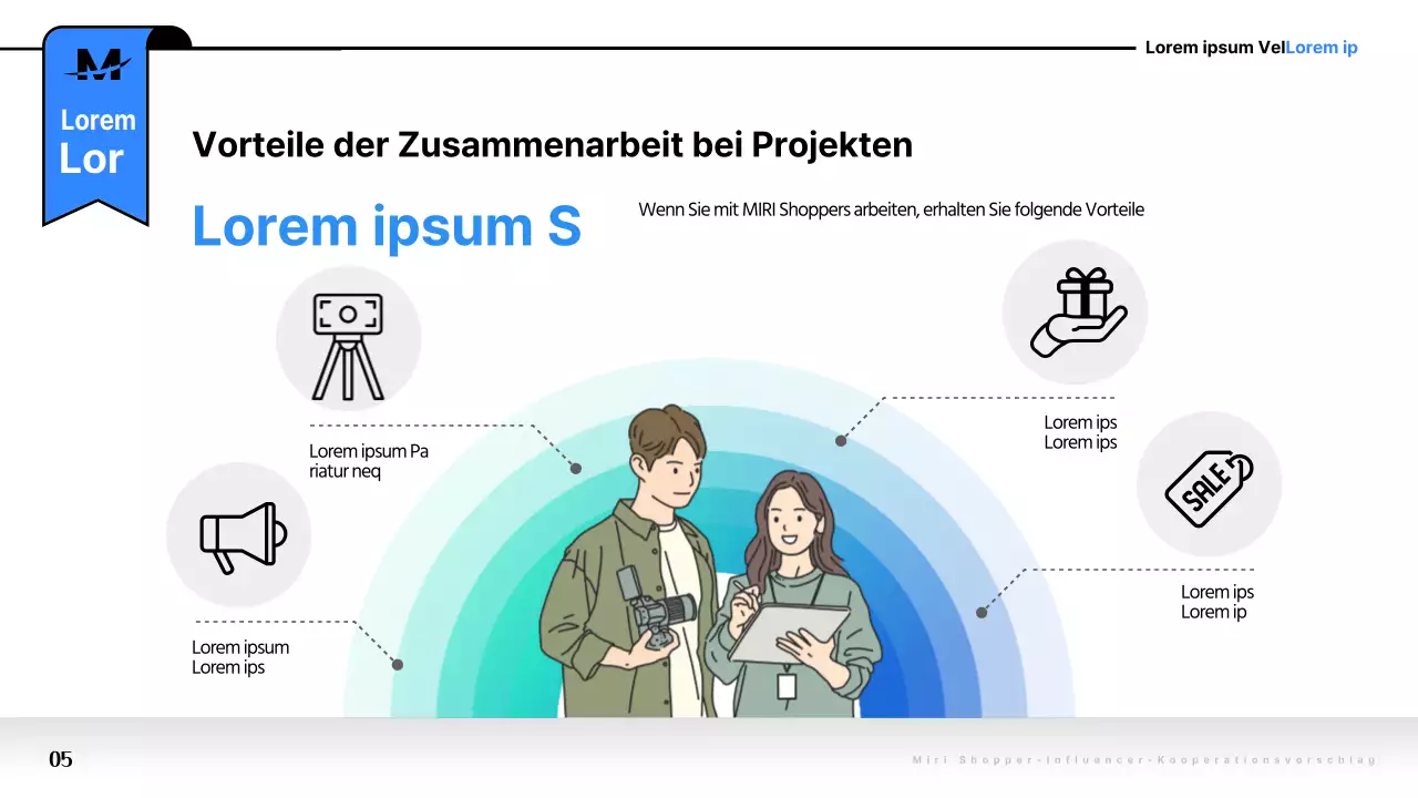 Pop-Art-Kooperationsvorschlag in Blau und Schwarz