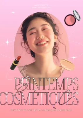 Annonce de vente de cosmétiques de printemps en rose et orange