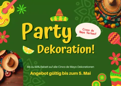 Grüne und gelbe moderne Cinco de Mayo Dekoration Werbeanzeige