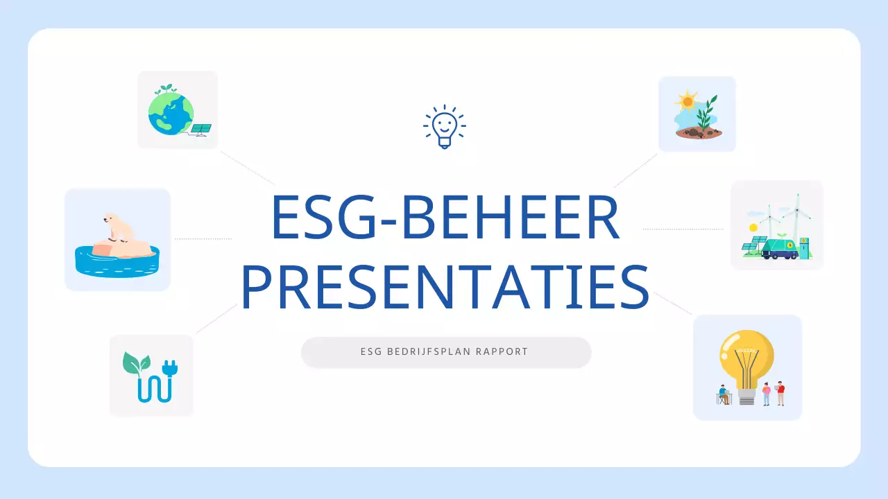 Een mooi, blauw en wit ESG-bedrijfsplan