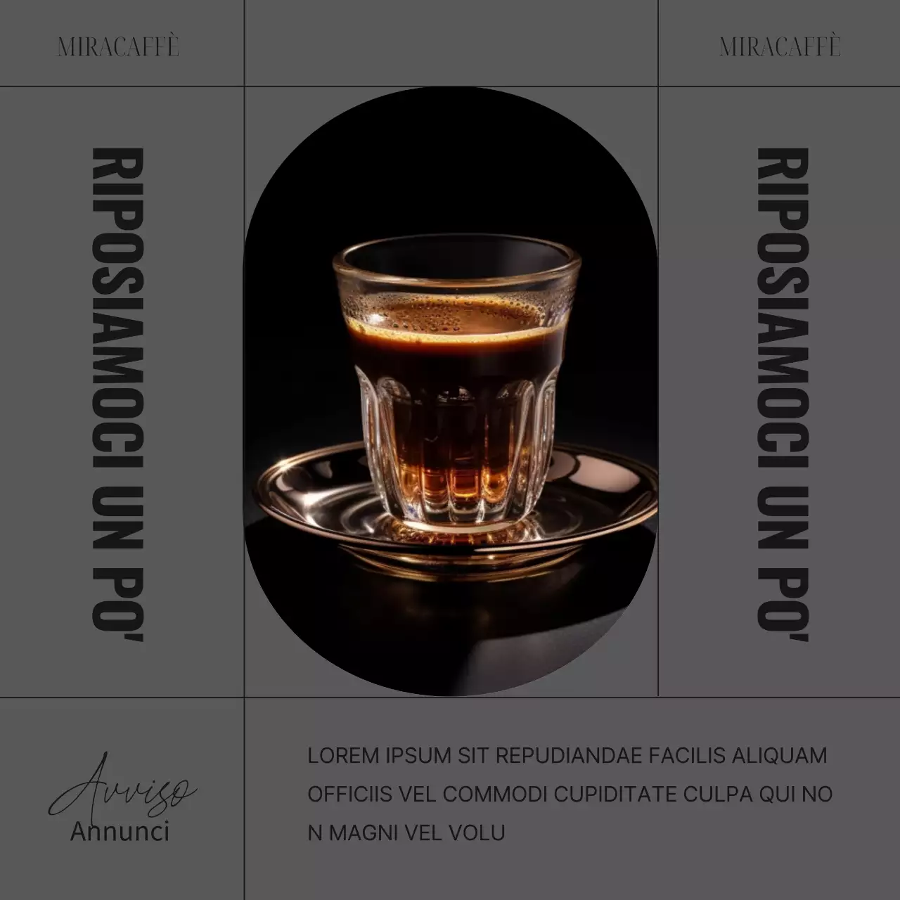 Un caffè semplice nei colori cachi e grigio Informazioni sull'evento