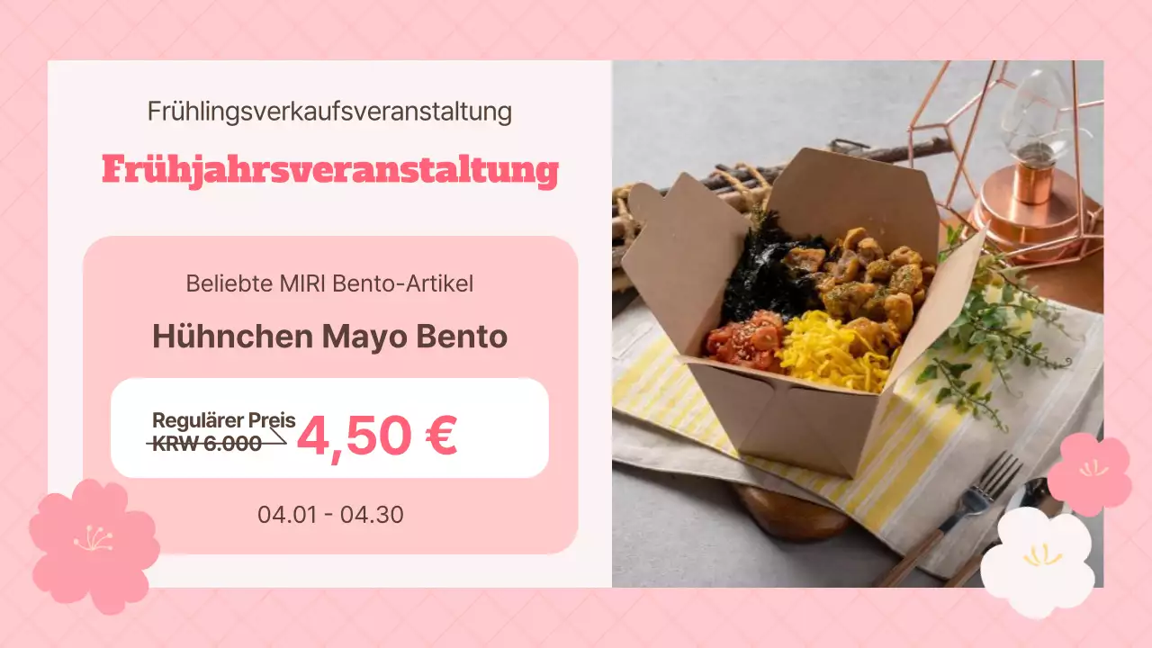 Einfacher Werbeflyer in rosa und beige für die Filiale