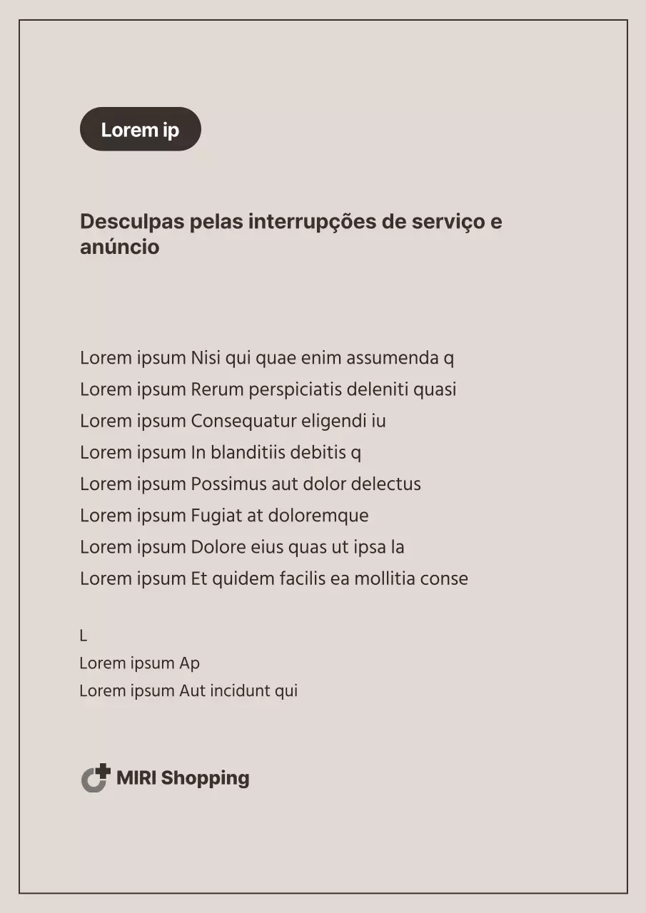 Um simples aviso de desculpas em bege e castanho