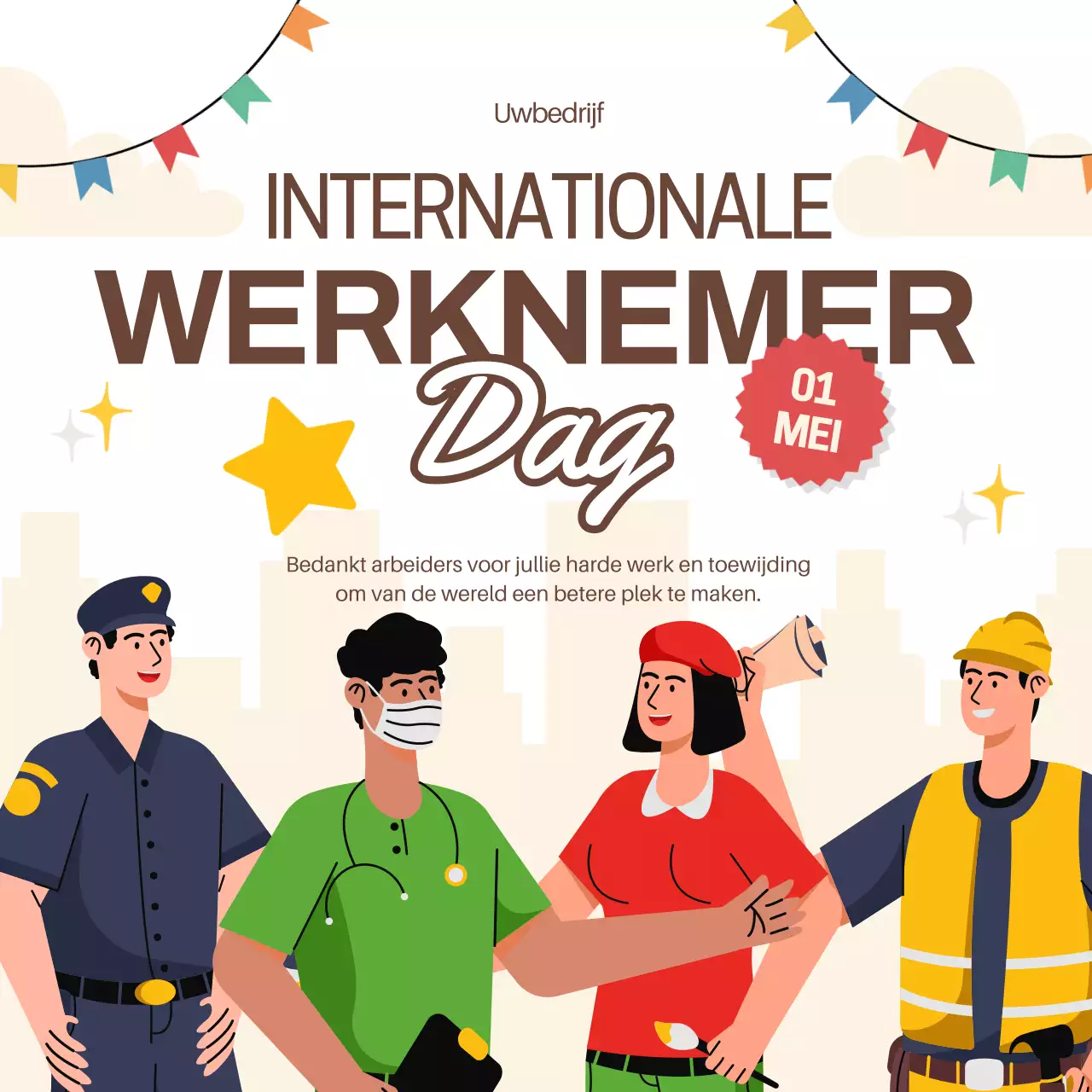 Orange Cream Modern viert Internationale Dag van de Arbeider