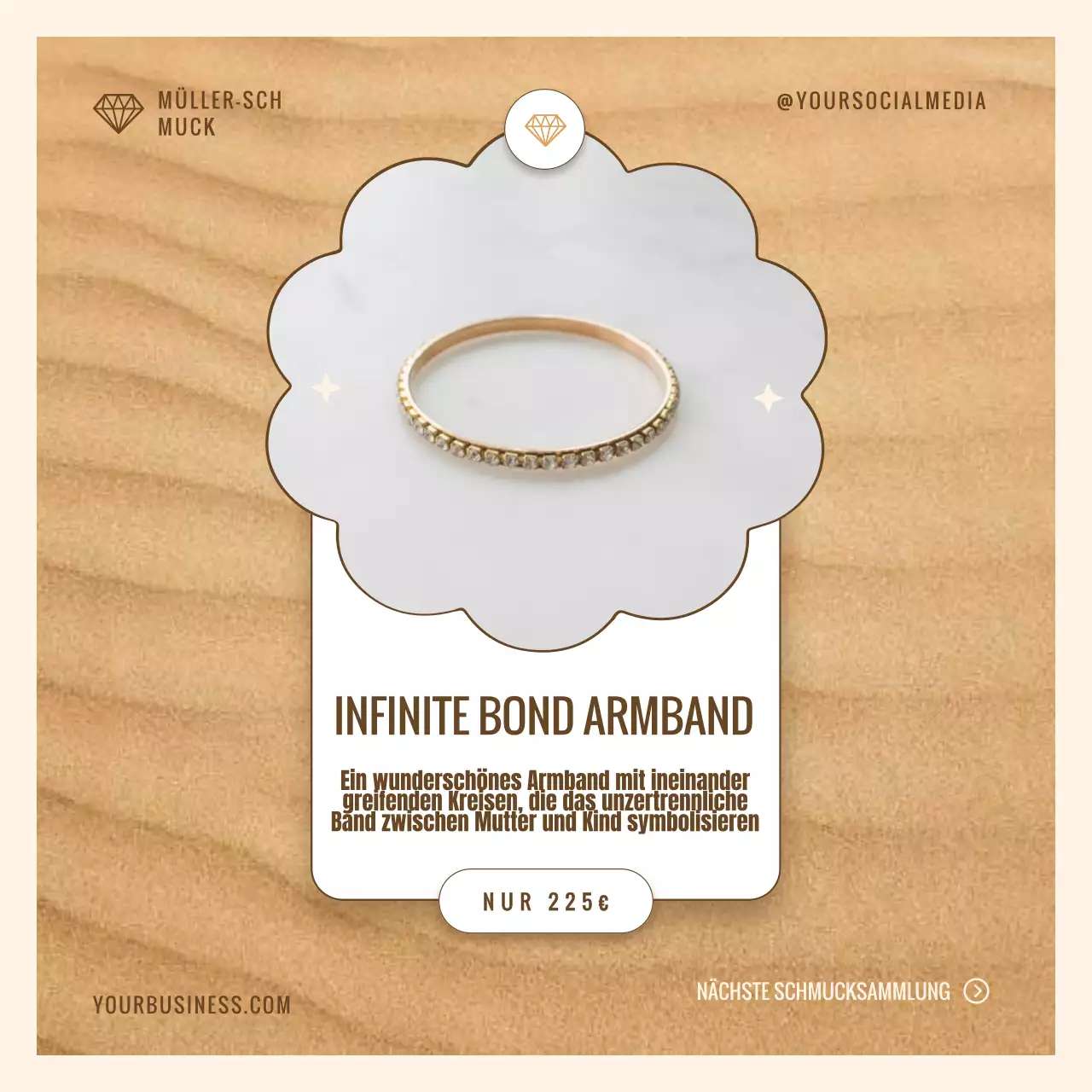 Beige und Gold Moderne Exklusive Schmuckkollektion Besondere Muttertagsanzeige