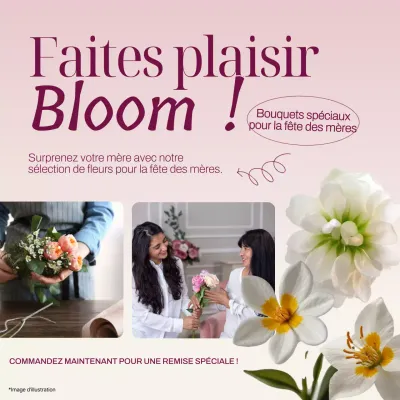 Annonce de cadeau de fête des mères moderne rose et blanc