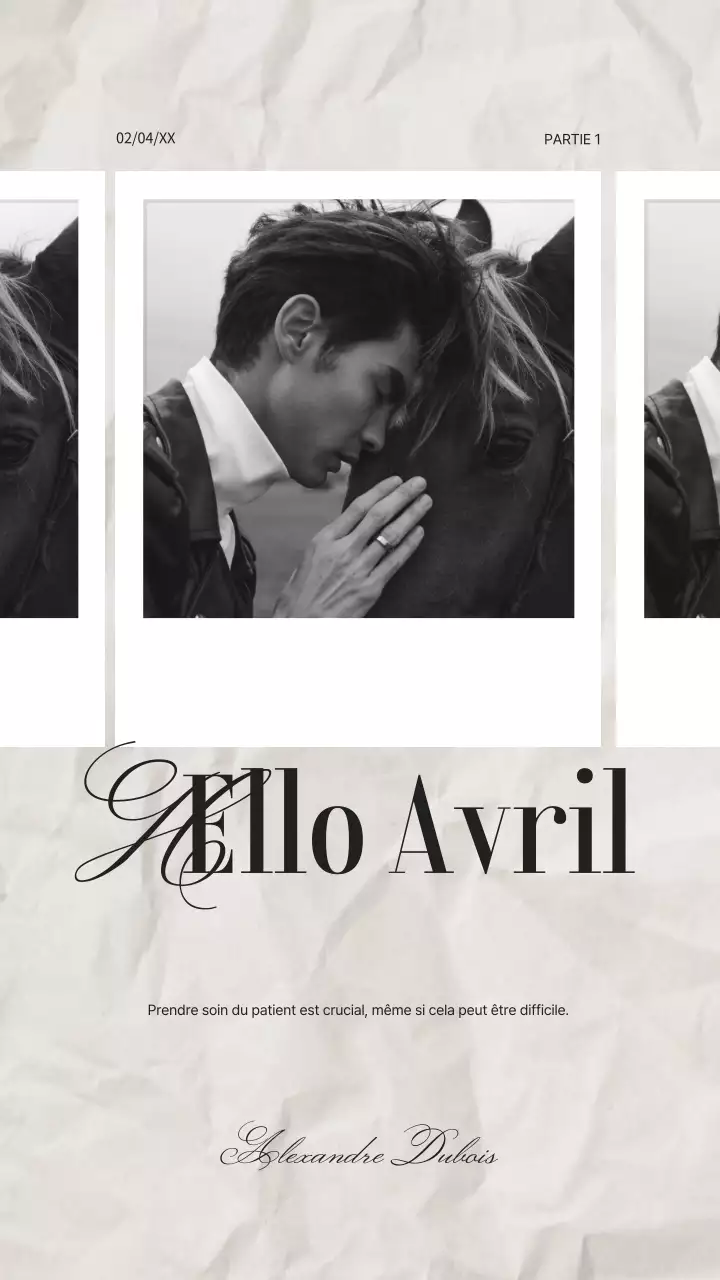 Collage de photos élégantes en noir et blanc pour la campagne Hello April