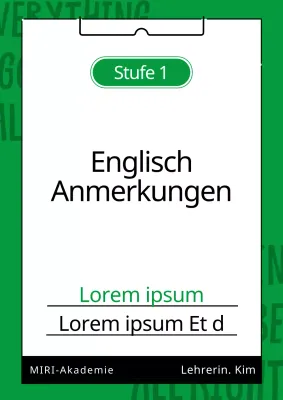 Einfaches englisches Notizbuchcover in Grün und Schwarz