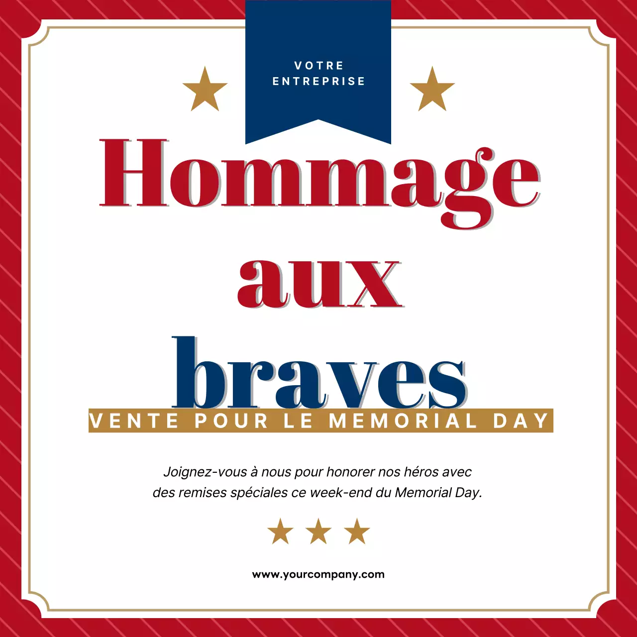 Promotion élégante rouge et bleue pour le Memorial Day