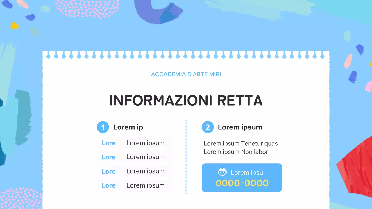 Un'introduzione azzurra e rosa a una bella scuola d'arte