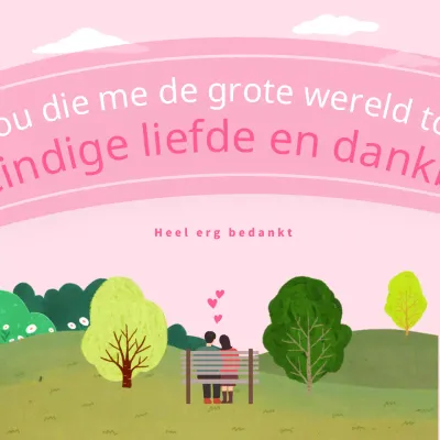 Een schattige roze en groene sentimentele post