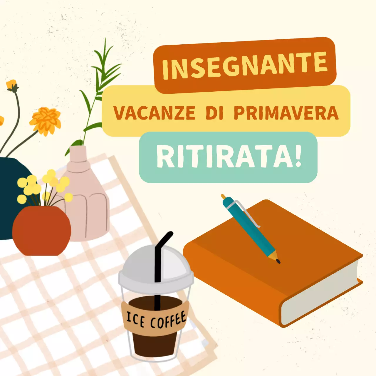 Giallo e arancione Guida moderna dell'insegnante per un'introduzione produttiva alle vacanze di primavera