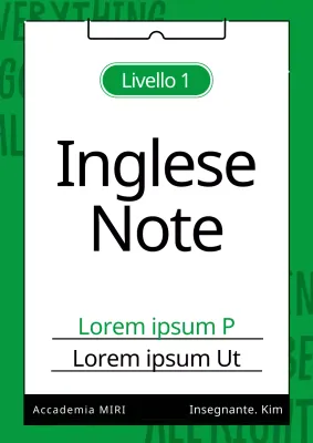 Copertina del quaderno Simple English in verde e nero
