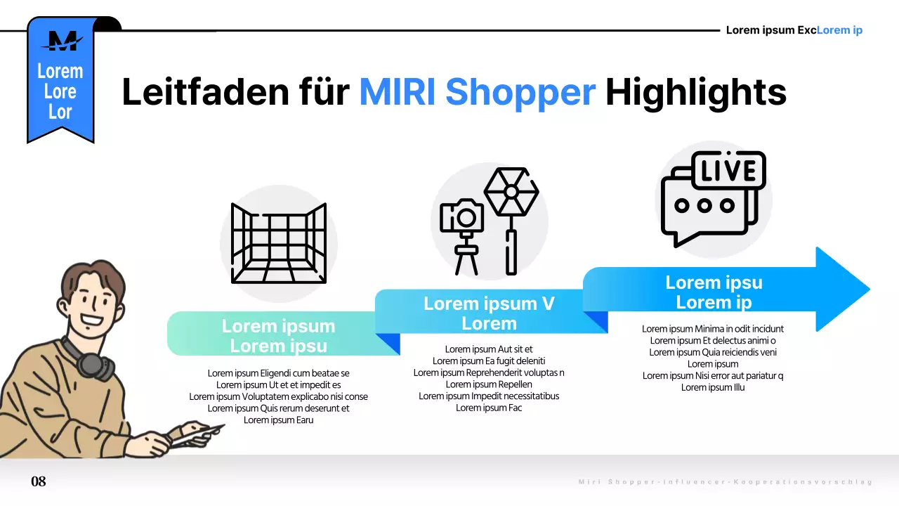 Pop-Art-Kooperationsvorschlag in Blau und Schwarz