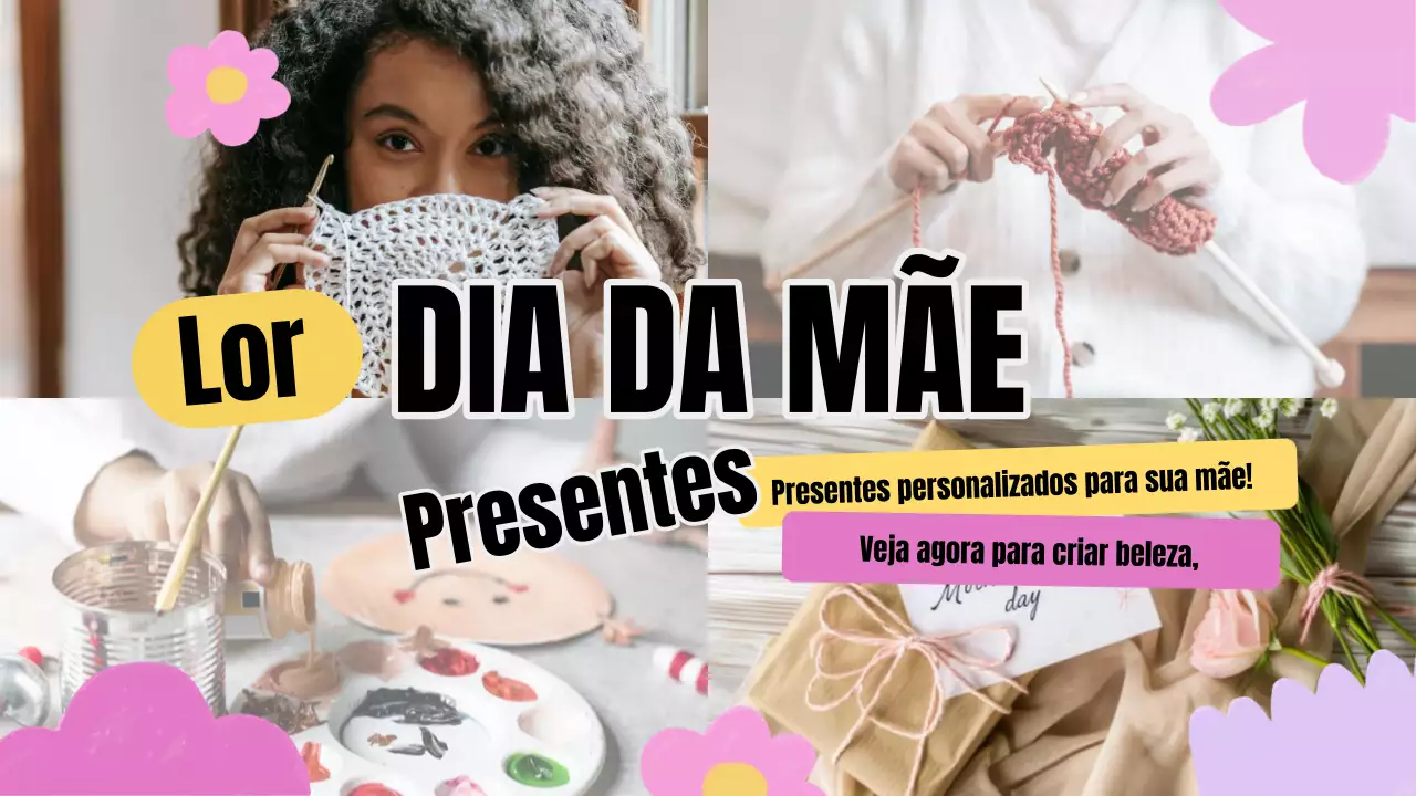 Publicidade rosa e amarela em negrito para o Dia da Mãe