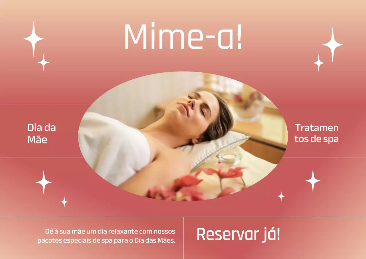 Venda de Spa Simples Rosa e Branco para o Dia da Mãe Anúncio