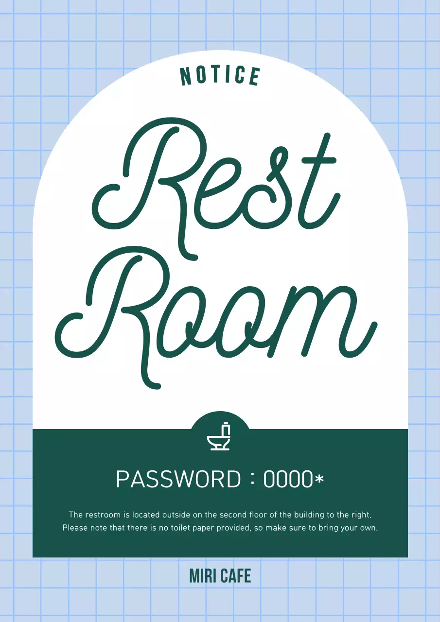 Blue Simple Restroom Notice Poster