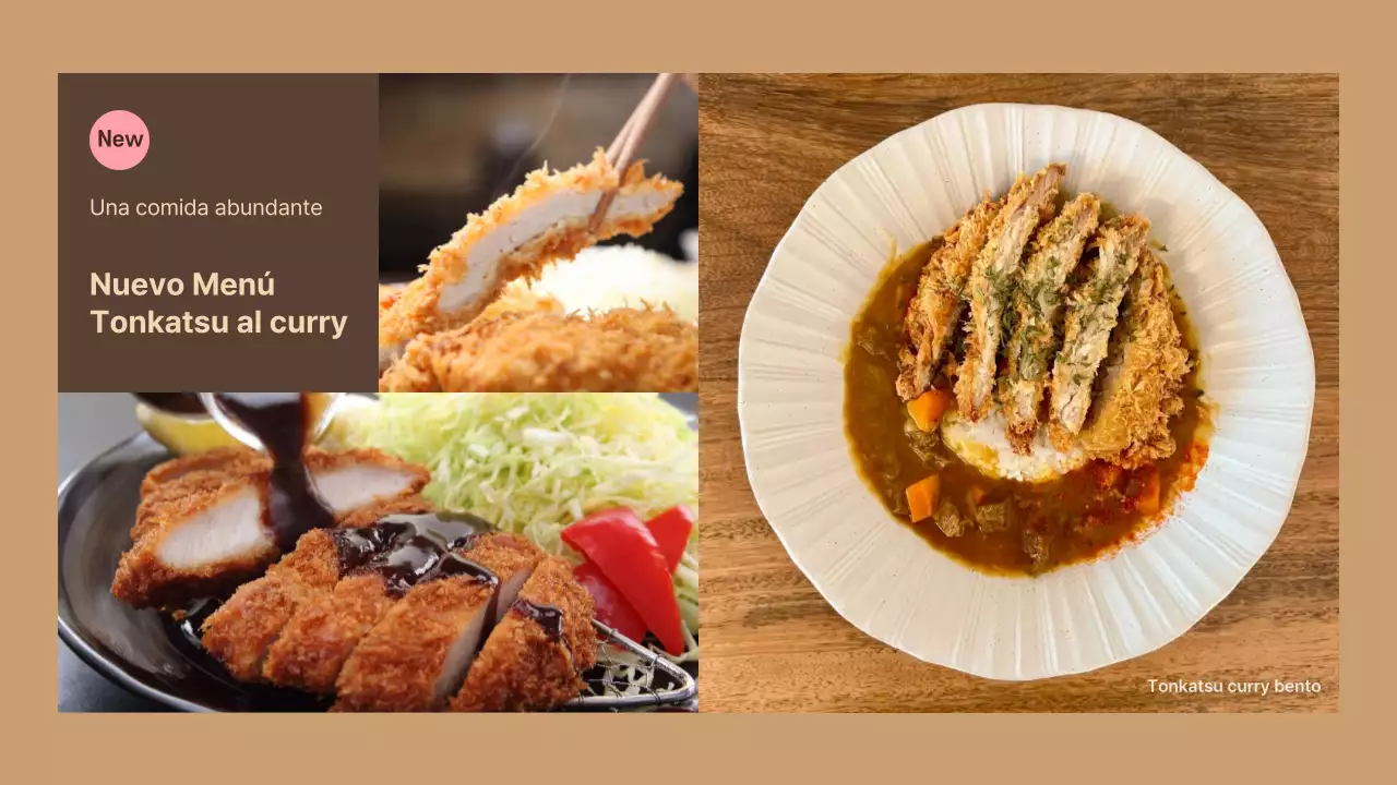 Promover un sencillo restaurante bento en marrón y beige