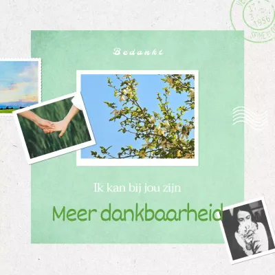 Een eenvoudig groen en ivoorkleurig dankbaarheidssensiment voor de Maand van de Dankbaarheid