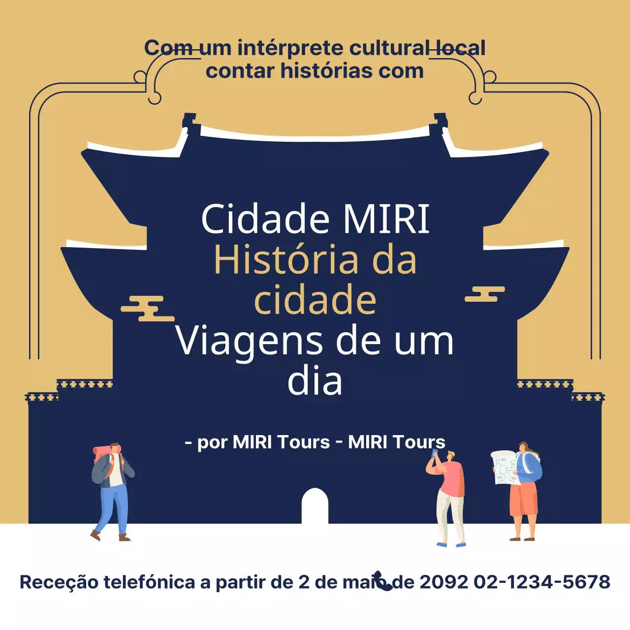 Promover excursões históricas com um toque tradicional dourado e azul-marinho