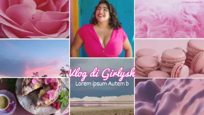 Collage di foto rosa e bianche Estetica Promozione quotidiana del vlog