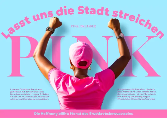 Eine trendige Kampagne für den Brustkrebsmonat in Rosa und Hellblau