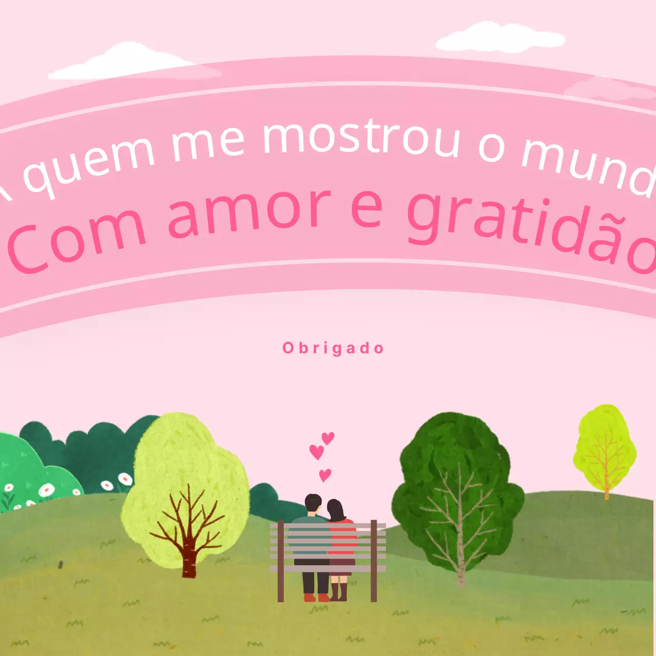 Um bonito post sentimental cor-de-rosa e verde